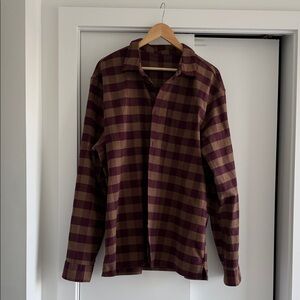 lululemon athletica Men's Checkered Shirt - Burgundy and Tan